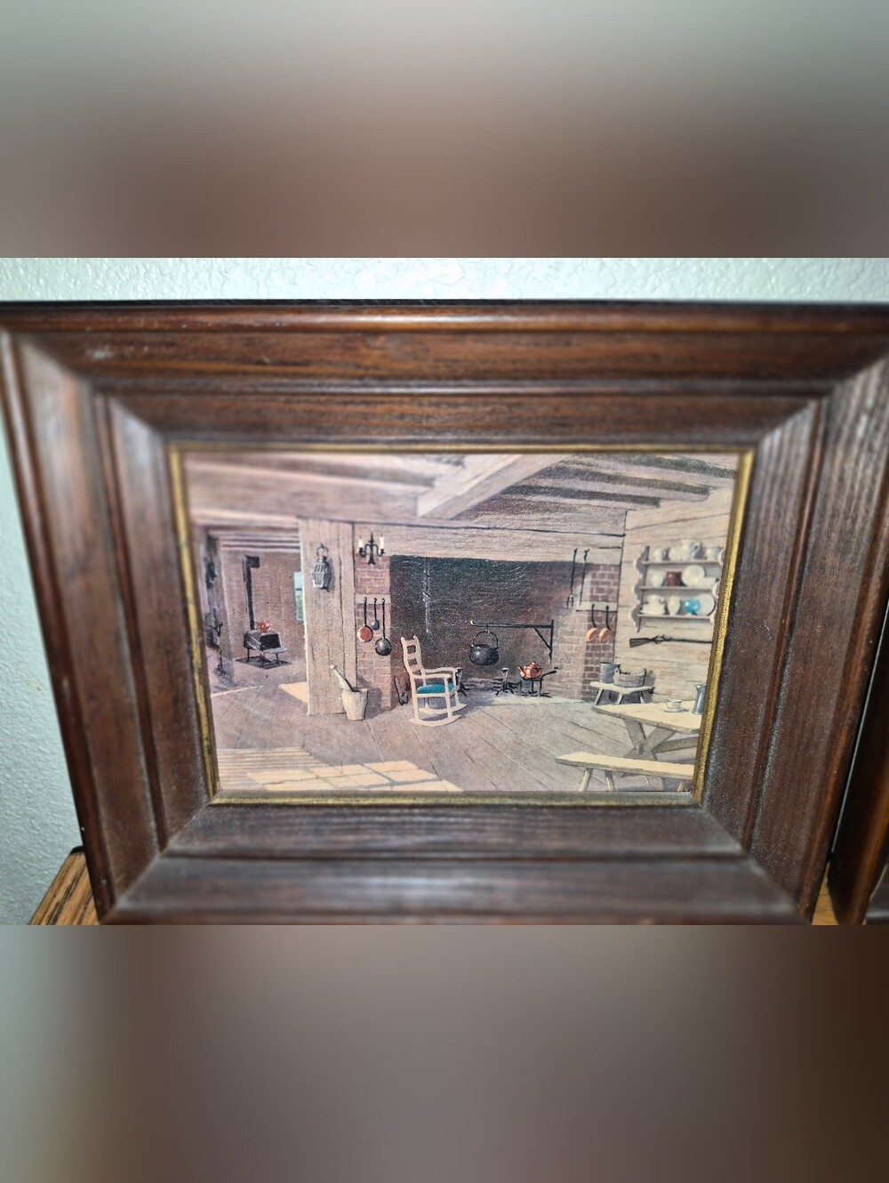 2 Vintage 1958 lithographic reproductions of colonial home interiors - Picture 2 of 6